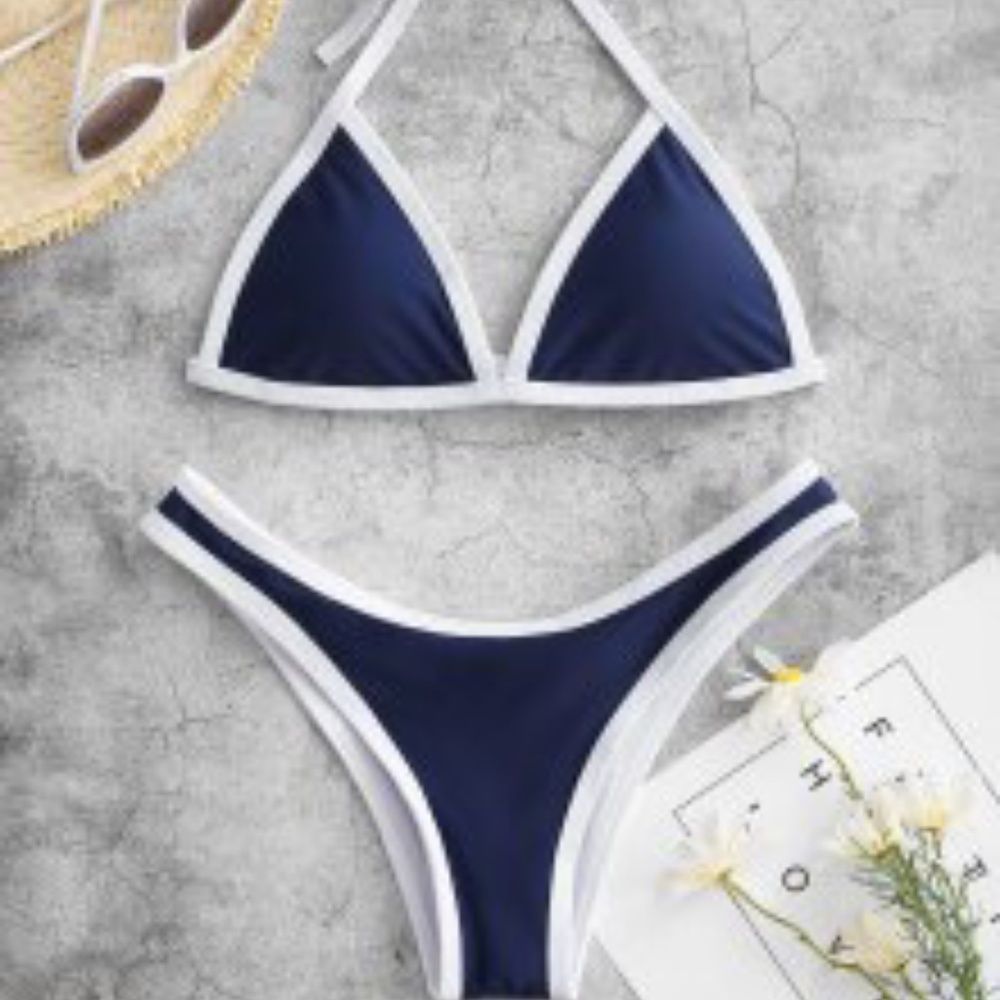 Navy Triangle Bikini Set